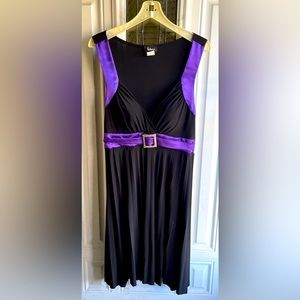 Special Occassion Dress w/ Buckle detail and waist tie Never Worn Purple & Black